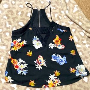 Halter neck zip back floral tank